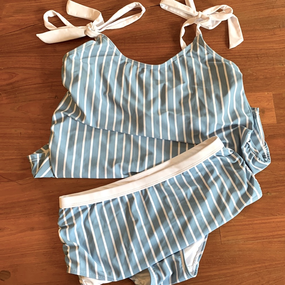 Kindred Bravely Nursing & Maternity Two-piece Swimsuit in Coastal Stripe